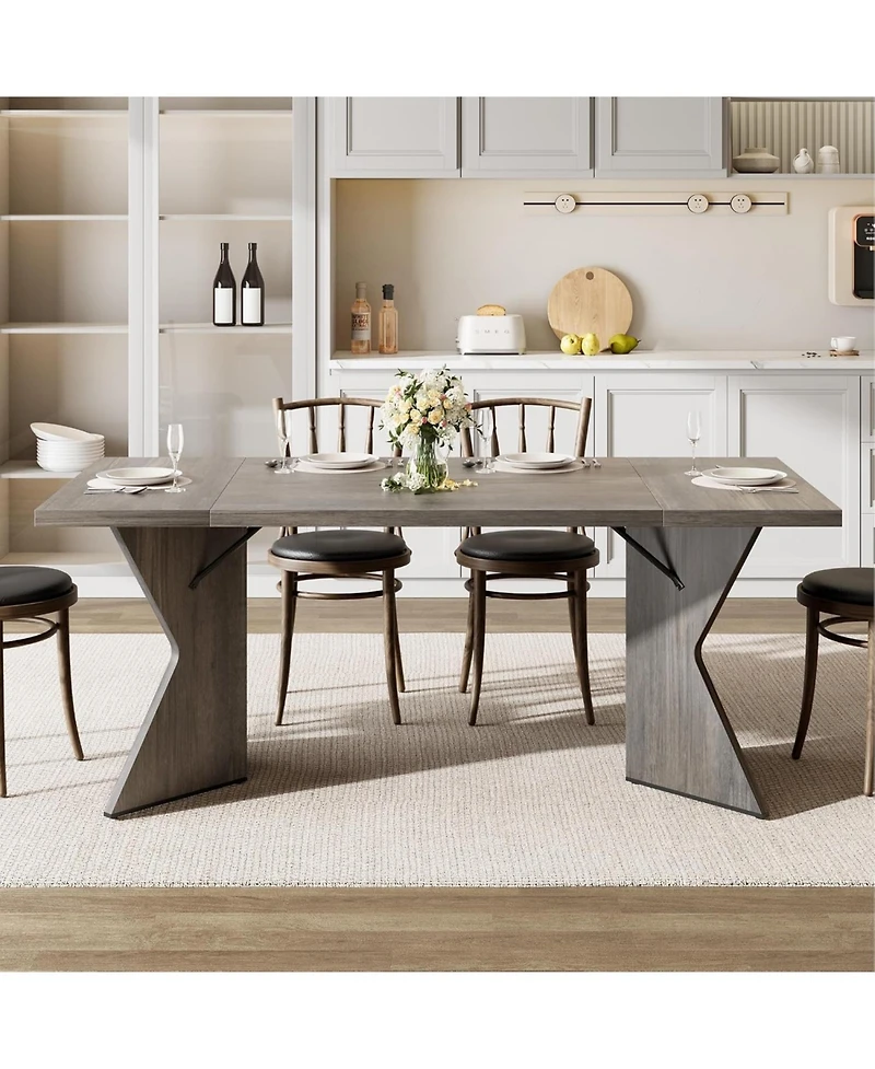 gaomon Senfot 71" Rectangular Dining Table for 6, Rustic Farmhouse Tall Kitchen with Large Tabletop, Long Wooden Room