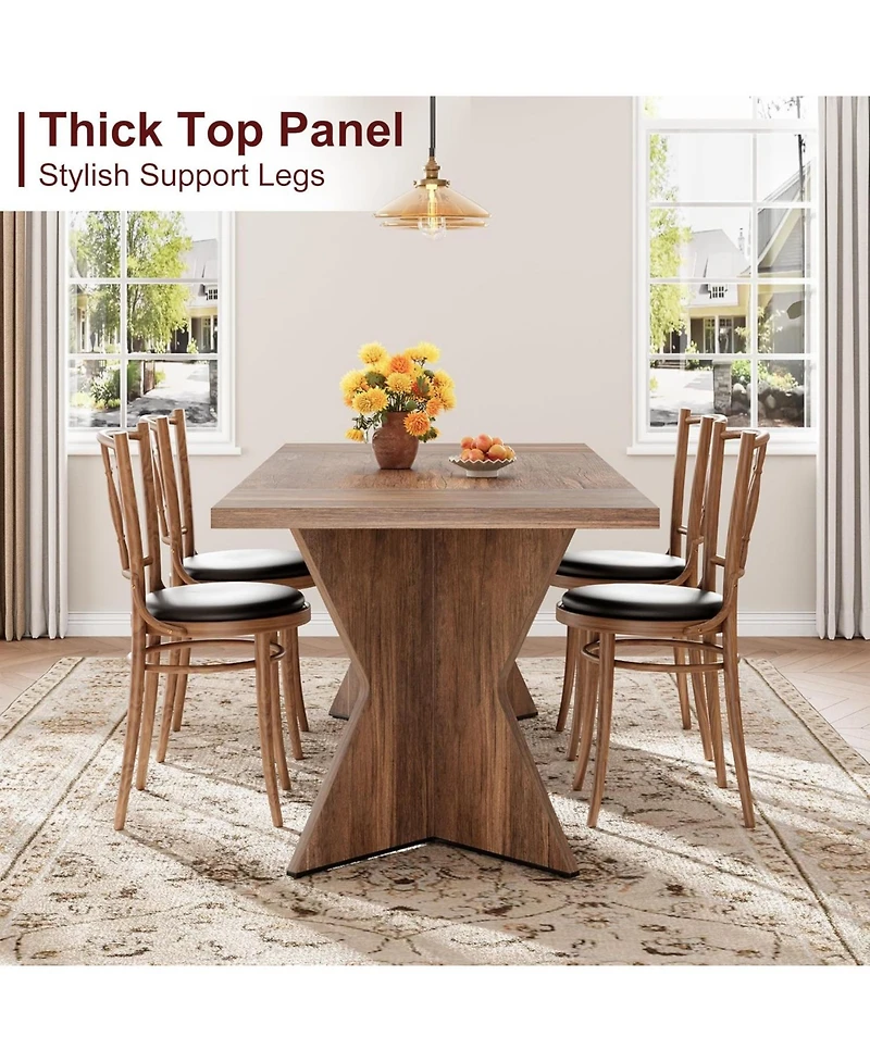 gaomon Senfot 71" Rectangular Dining Table for 6, Rustic Farmhouse Tall Kitchen Table with Large Tabletop, Long Wooden Dining Room Table