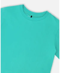 Deux par Deux Big Boys Cotton Jersey T-Shirt Solid Turquoise