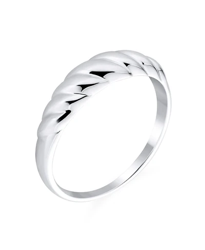 Bling Jewelry Twisted Rope Dome Croissant Ring Thin Band .925 Sterling Silver