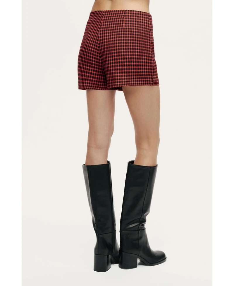 Nocturne Women's Checked High-Rise Mini Skort