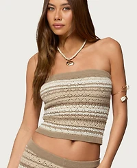Edikted Women's Daphnie Striped Pointelle Knit Tube Top