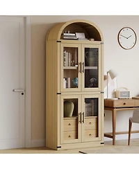 gaomon Arched Pantry Cabinet with Doors, 71.4" Tall Wood Storage 2 Drawers