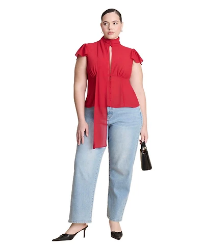 Eloquii Women's Heart Pocket Naomi Straight Leg Jean