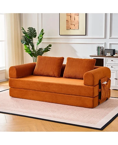 Clihome Loveseat Sofa Convertible Sleeper Sofa Bed with Pillow