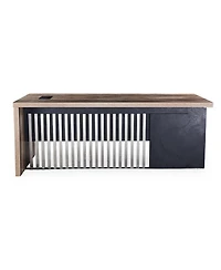 Logicfox Executive Office Desk with Stainless Steels Sturdy Frame 1.97IN Thick Desktop