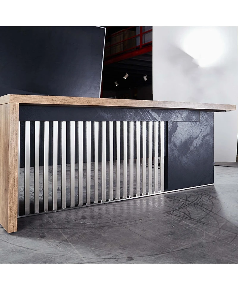 Logicfox Executive Office Desk with Stainless Steels Sturdy Frame 1.97IN Thick Desktop