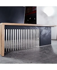 Logicfox Executive Office Desk with Stainless Steels Sturdy Frame 1.97IN Thick Desktop