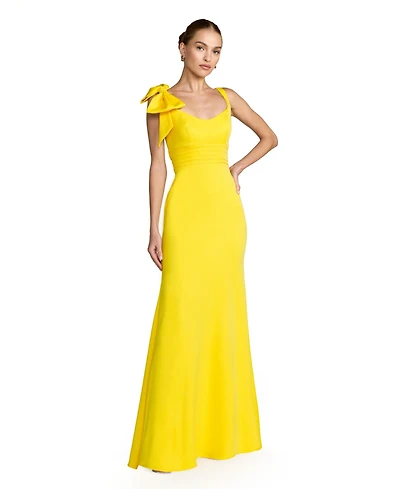 Mac Duggal Women's Crepe Sleeveless Scoop Neck Gown with Bow