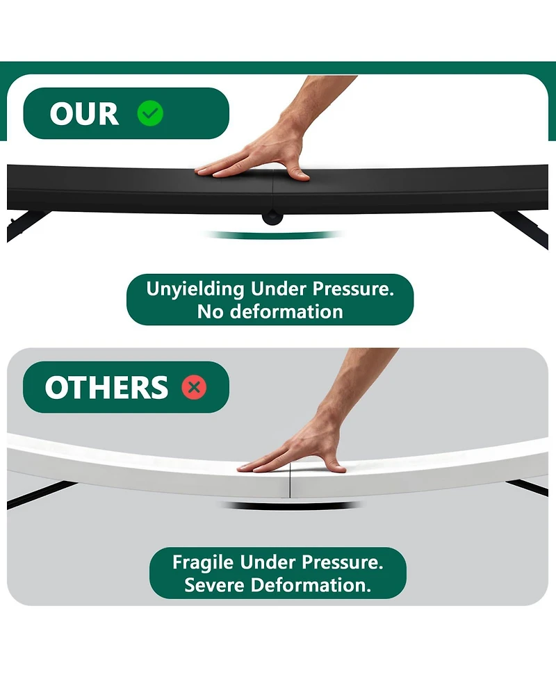 Decksplore 4 Feet Blow Molded Folding Table Heavy Duty Fold Half Plastic with Adjustable Height for Indoor Outdoor Picnic party