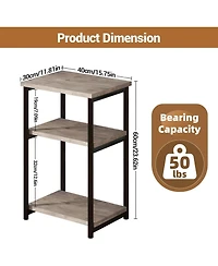 gaomon Slim 3-Tier End Table with Storage Shelves, Narrow Mobile Side for Small Spaces, Industrial Wood & Metal Sofa Table, Record Player St