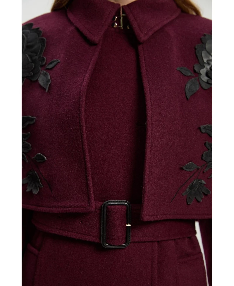 Karen Millen Women's Tailored Funnel-Neck Cape Midi Coat