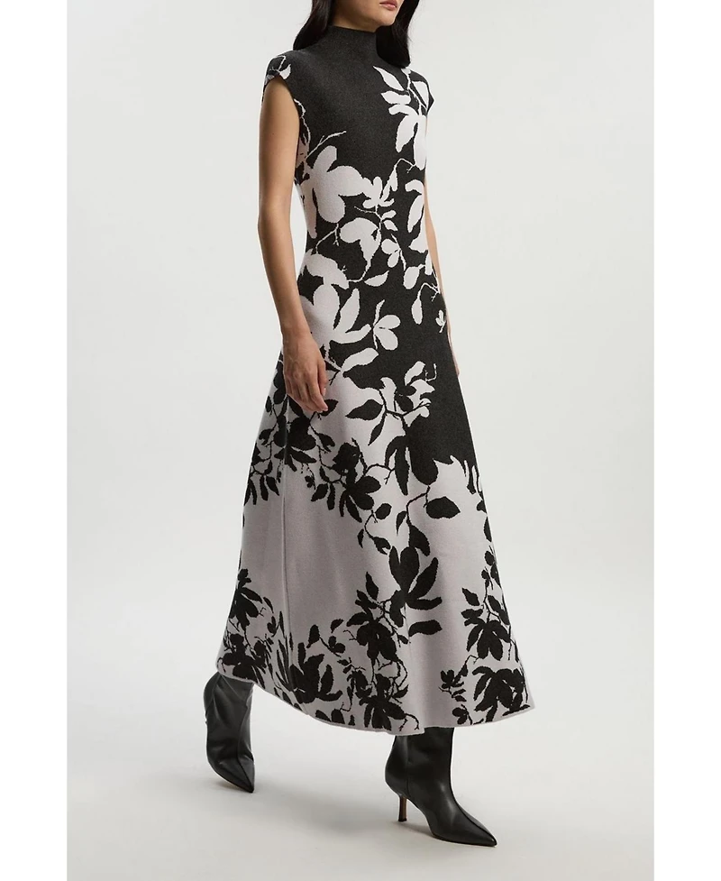 Karen Millen Women's Jacquard Floral Knitted Maxi Dress