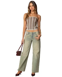 Edikted Women's Jaiden Houndstooth Plaid Corset