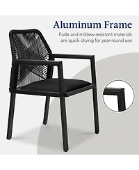 Best Choice Products Set of 2 Indoor/Outdoor Aluminum Woven Rope Dining Chairs w/ Armrests
