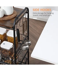 Homcom 24" 3-Level Kitchen Cart Utility Organizer w/ 2 Storage Shelves, Wheels