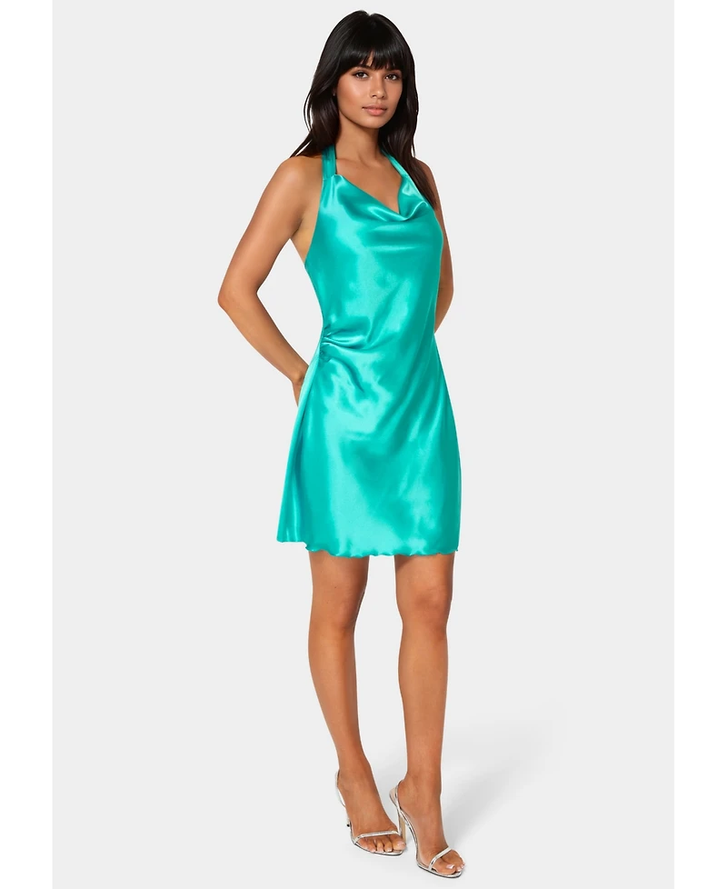 Bebe Women's Satin Sash Neck Mini Dress