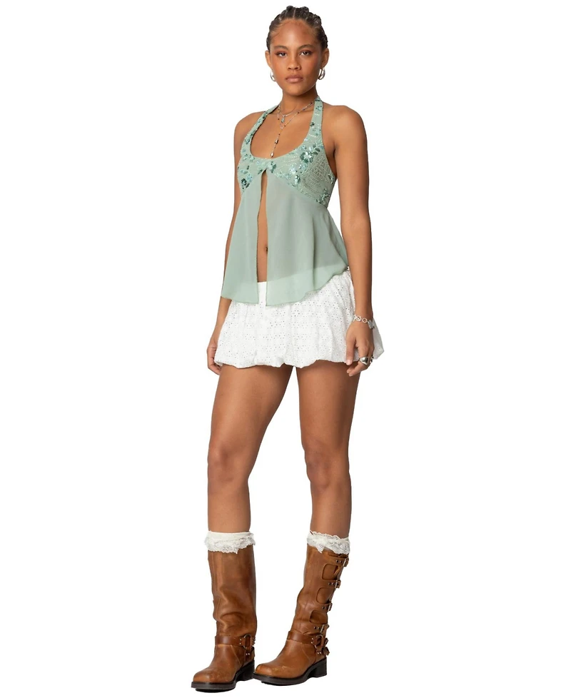 Edikted Women's Livvie Eyelet Bubble Mini Skirt