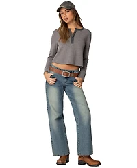 Edikted Women's Ruth Henley Waffle Top