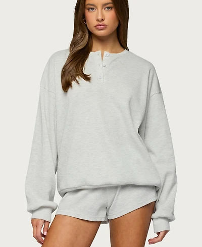 Edikted Women's Baila Waffle Henley Top