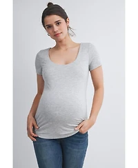 Hello Miz Maternity Scoop Neck Short-Sleeve Fitted T-Shirt