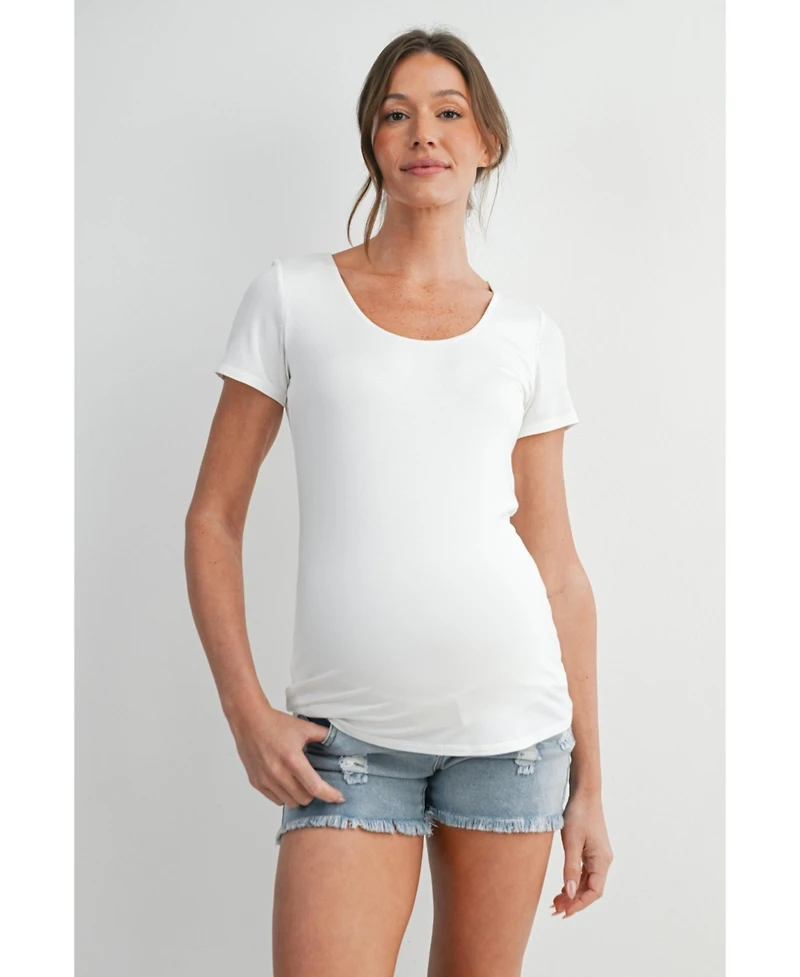 Hello Miz Maternity Scoop Neck Short-Sleeve Fitted T-Shirt