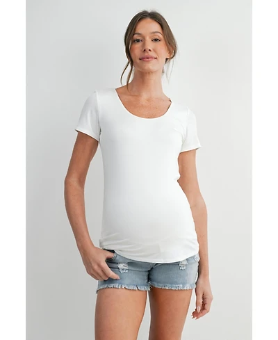 Hello Miz Maternity Scoop Neck Short-Sleeve Fitted T-Shirt