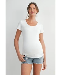 Hello Miz Maternity Scoop Neck Short-Sleeve Fitted T-Shirt