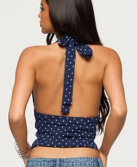 Edikted Womens Blaire Polka Dot Halter Top