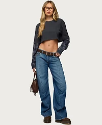 Edikted Women's Plaid Sleeves Layered Crop Top