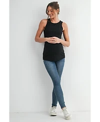 Hello Miz Women's Maternity Nursing Ribbed Tank Top with Lift-Up Panel