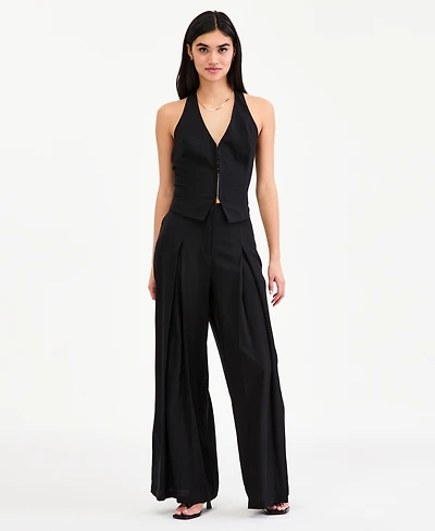 Bar Iii Women's High-Rise Linen-Blend Wide-Leg Pants, Macy's Exclusive
