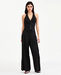 Bar Iii Women's High-Rise Linen-Blend Wide-Leg Pants, Macy's Exclusive