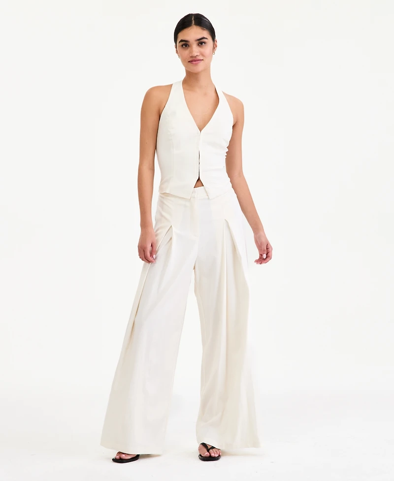 Bar Iii Women's High-Rise Linen-Blend Wide-Leg Pants, Macy's Exclusive