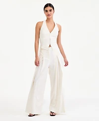 Bar Iii Women's High-Rise Linen-Blend Wide-Leg Pants, Macy's Exclusive