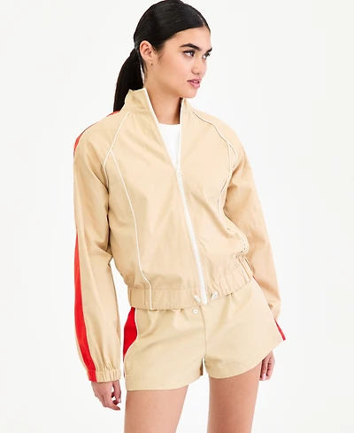 Bar Iii Women's Mock-Neck Windbreaker Jacket, Macy's Exclusive