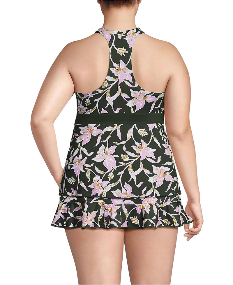Lands' End Women's Dd-Cup V-Neck Racerback Flutter Tankini
