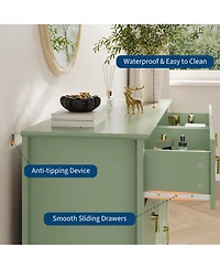 gaomon Dresser for Bedroom with 6 Drawers, 48 in Wide Modern Chest of Drawers with Metal Handle, Dresser Tv Stand, Wood Drawer Organizer for Bedroom