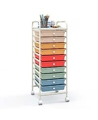 Costway 10 Drawer Rolling Storage Cart Scrapbook Paper Office School Organizer