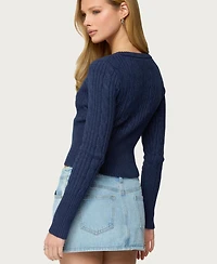 Edikted Women's Hadliee Cable Knit Henley Top