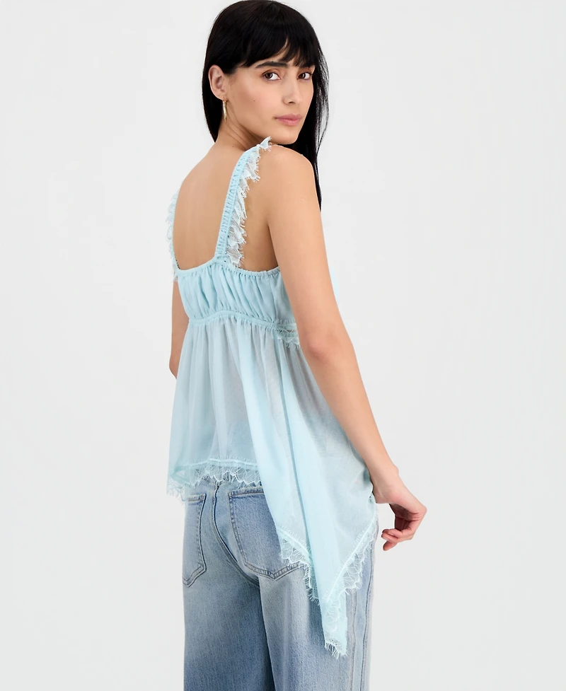 Women's Lace-Trim Handkerchief-Hem Tank Top, Macy's Exclusive