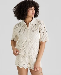 And Now This Women's Sequin Embellished Crochet Shirt, Macy's Exclusive