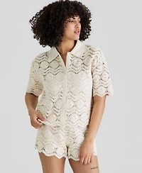 Now This Womens Sequin Embellished Crochet Shirt Macys Exclusive