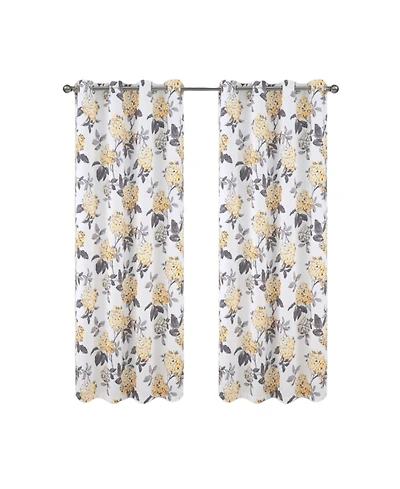Olivia Gray 100% Polyester 200 Gsm Hydrangea Printed Blackout Grommet Curtain Panel