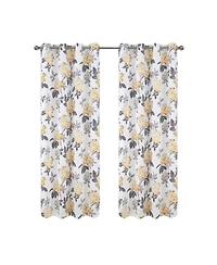 Olivia Gray 100% Polyester 200 Gsm Hydrangea Printed Blackout Grommet Curtain Panel