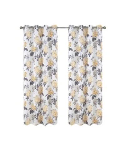 Olivia Gray 100 Polyester 200 Gsm Hydrangea Printed Blackout Grommet Curtain Panel.