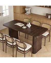 gaomon 62" Large Dining Table, Set for 6-8 People, Kitchen Table with Grille Design, Suitable Dining, Home, Office, Living