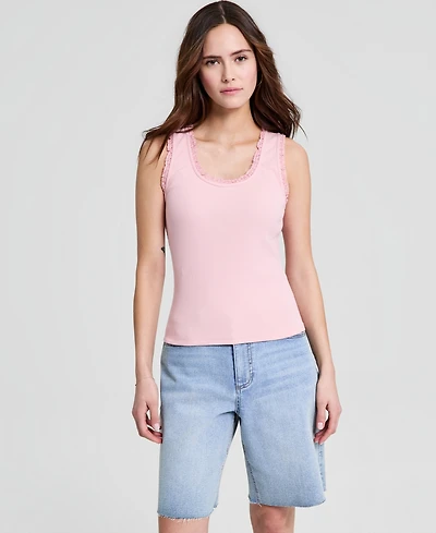 And Now This Women's Crocheted-Trim Ribbed Tank Top, Macy's Exclusive