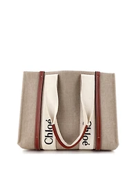 Pre-Owned Chloe Medium Woody Tote Canvas with Leather