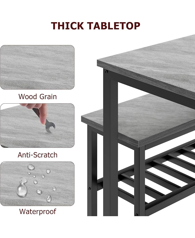 Draft - Gaomon Dining Table Set for 4 with Chairs & Bench, Modern Small-Space Kitchen Table, Metal Frame, Storage Rack